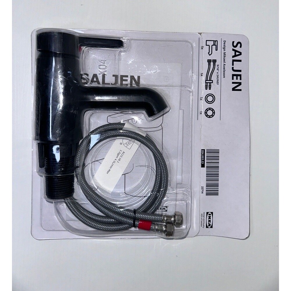 Ikea Saljen Black Bathroom Sink Faucet 204.003.23 One Hole